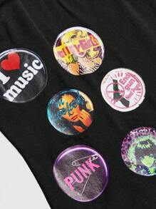 ROMWE Avant Y2K Retro American Style Faux Badge Embroidered Sexy Camisole