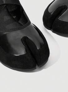 SheIn MOD Women's Black Round Toe Classic Retro Cross Strap Dance Shoes For Christmas - Black - View 3