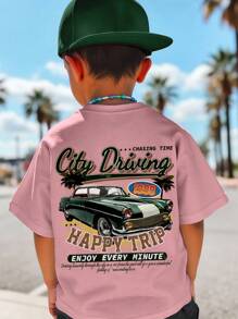 SHEIN ModeFlare Wear 男童休闲简约圆领T恤，适合夏季 - 粉色 - 查看 2