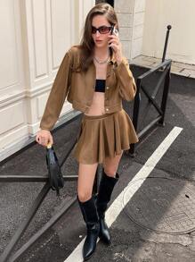 Aveloria Affinna Nouvelle veste courte pour femmes pour l'automne/hiver, veste polyvalente et mode minimaliste à porter avec une mini-jupe ou une jupe parapluie, ensemble 2 pièces