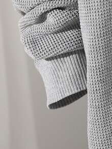 Cardigan ample à manches longues et col rond pour adolescents, couleur unie, gris. Cardigan tricoté, cardigan à capuche pour hommes. - Gris - Voir 5