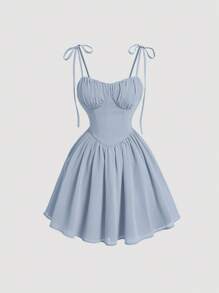 SHEIN MOD Vestido de tirantes finos con pliegues de un solo color