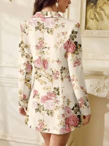 Vintamour Ensemble vintage élégant de 2 pièces pour femme, robe fourreau à imprimé floral sans manches, blazer à revers cranté à manches longues, tenue de bureau décontractée, tenue d'invitée de mariage, tenue d'enseignante, vêtements d'automne pour femme, tenue d'affaires décontractée, tenue de vacances pour femme, tenue d'anniversaire pour femme, vêtements d'automne, tenue de bureau élégante pour femme, vêtements d'hiver pour femme, tenue de travail pour femme, tenue de festival pour femme - Nude - Voir 4