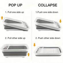 SHEIN 1 件可折叠碗碟晾干架带餐具架节省空间塑料厨房收纳架适用于家庭房车露营旅行拖车速干轻便便携式紧凑型设计碗碟沥水架收纳架厨房必需品 - 彩色 - 查看 3