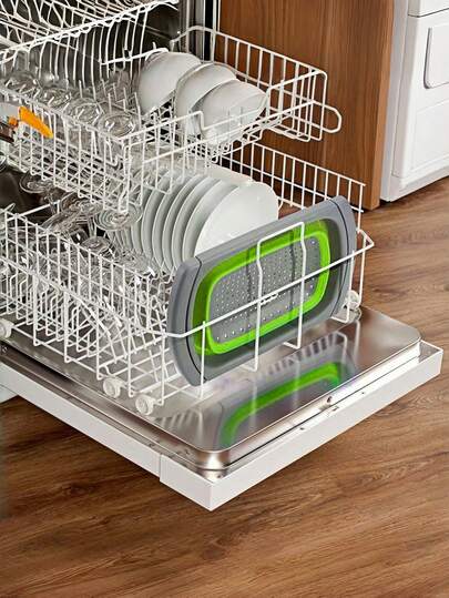 SHEIN 1PC Large Small Size Options Foldable Draining Basket Fast Draining Collapsible Space Saving Kitchen Tool For Vegetables Fruits Produce Cleaning Dishwasher Safe Easy Storage Home Commercial Use