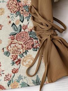 Feyla Áo cánh tay bồng buộc eo họa tiết hoa jacquard cỡ lớn cho nữ - Nhiều màu - Xem 5