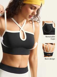 VARSITIE Reggiseno sportivo da yoga da tutti i giorni con design incrociato da donna