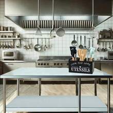 SHEIN Rustic Wooden Kitchen Utensil Holder | 1pc | Wood Material | 3-Compartment Storage Box, Countertop & Wall-Mounted Organizer | Kitchen Accessories For Cook, Eat, Bake Tools |