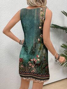 SHEIN LUNE Vestido ajustado sin mangas con estampado floral para mujer, verano