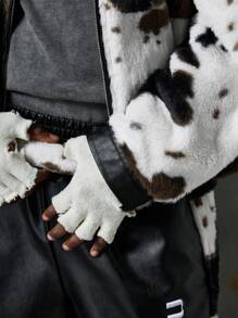 NEON BLANC Men's Street Style Fuzzy Leather Sleeve Long Jacket, Suitable For Autumn/Winter