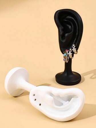 Goth 1pc Realistic Ear Jewelry Display Stand,Plastic Earring Storage Decoration, Mannequin Ear Model For Earrings Showcase ,Home Decor Photography Props ,Earring Display Rack Decorative Jewelry Organizer Versatile Home Accents