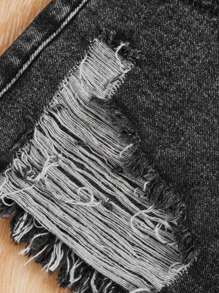 SHEIN Tween Girls Solid Color Casual Tank Top & Ripped Denim Shorts 2Pcs Set