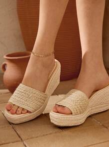 Styleloop Women's Woven Rope Platform Wedge Sandals, Vacation Style BOHO Chic Retro American Western Music Festival Party Outfit