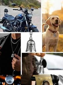 1 件复古 3D 设计摩托车守护铃铛复古翼形设计机车骑士好运护身符合金朋克风格恶魔陷阱铃铛男士母亲节鲜花，送给妈妈的个性化礼物，最后一分钟的礼物，母亲节创意，母亲节礼物，送给妈妈的手工卡片，50 美元以下最佳母亲节礼物 - 彩色 - 查看 7