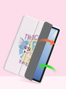 TOM & JERRY X SHEIN 1pc Cute And Creative Cartoon Collaboration, High-End Texture, Simple, Fully Transparent, Shockproof And Fashionable Pad Case. Halloween And Christmas Gift, Compatible With IPad/
