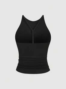 Sweetra 女装夏季欧美时尚纯色两件套休闲露背上衣