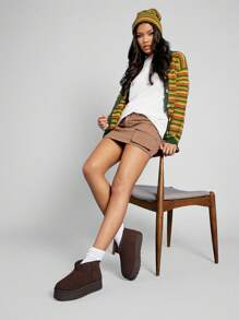 Solezae 女士时尚舒适冬季一脚蹬保暖踝靴 - 咖啡棕 - 查看 7