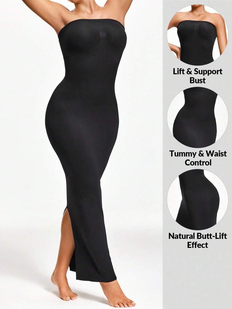 SHEIN Shape Effen naadloze bandeau-bodyconjurk voor dames
