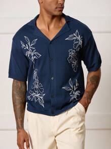 Manfinity CityGents Men's Casual Floral Print Knit Sweater, Summer