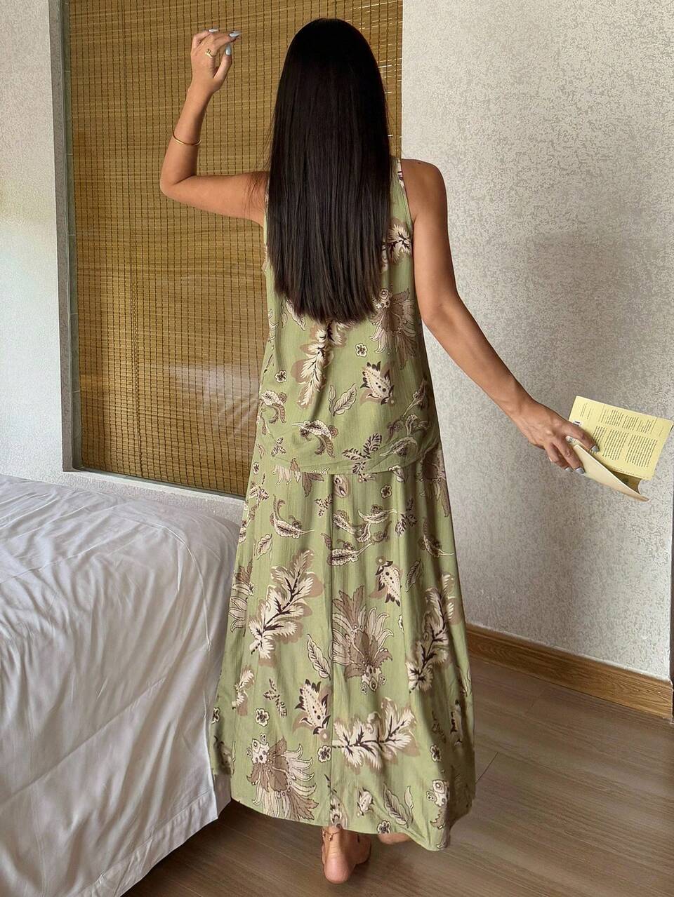 Vintage Floral Print Sleeveless Top & Mini Skirt Pajama Set For Women