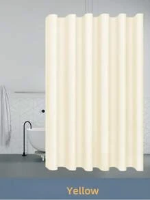 SHEIN 1PC Solid Color Shower Curtain Waterproof Bathroom Set With Tension Rod Heavy Duty Polyester Fabric Dry Wet Separation Mold Resistant Easy Installation Adjustable Home Hotel Decor