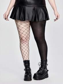 ROMWE Grunge Punk 1 件高弹力不对称性感女式连裤袜/紧身裤/打底裤 - 黑色 - 查看 2