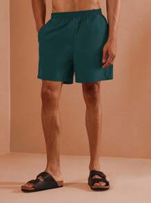 SUMWON Pantalones cortos de playa con cordón, pantalones cortos de natación para verano, vacaciones, ropa de playa, resort, cintura elástica, ropa de viaje, uso en la piscina de longitud media