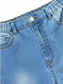 Denim Tween Boy Casual Daily Urban Street Style Elasticated Waist Zip Closure Denim Jeans Chic For Autumn/Winter - Multicolor - View 4