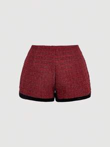 SHEIN MOD Red Loose Blazer Jacket And High Waisted Shorts Set, Back To School Outfit In Fall/Winter - Red - View 7