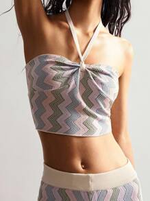 Bohemela Women's Halter Backless Criss-Cross Strap Cropped Knit Top - Multicolor - View 3
