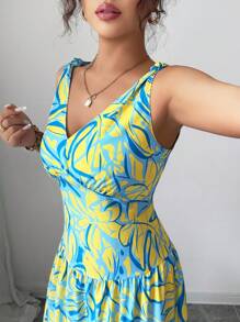 Rafferiza 女士优雅印花无袖连衣裙 - 綠色 - 查看 4