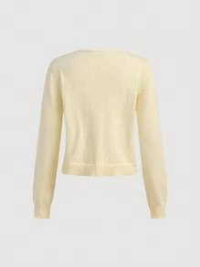 SHEIN MOD Áo khoác cardigan ren trễ vai lãng mạn màu be cho nữ vào mùa thu/đông - trắng - Xem 2