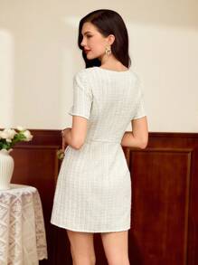 Vintamour Vintage Retro Elegant Women Mini Dress Casual Holiday Vacation Outfits Woman Wedding Guest Dress Women Back To School Birthday Dresses For Women Elegant Teacher Outfits For Women Business Casual Woman Birthday Outfits For Women Vacation Outfits Women Elegant Dresses For Women Office Outfits For Women Back To School Clothes Fall Women Clothes White Dresses Classy Elegant Vacation Dress Fall Clothes Festival Outfits For Women - Beige - View 5