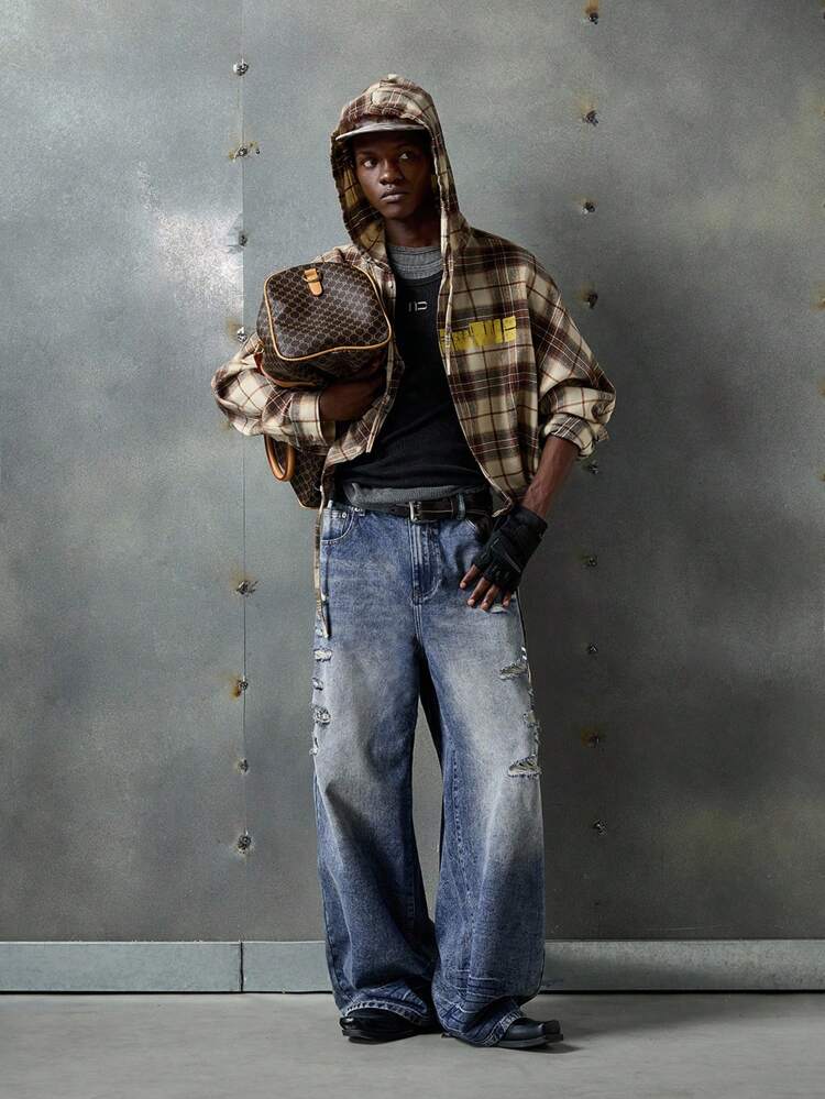 Men's Streetwear Loose Wide Leg Woven Denim Jeans