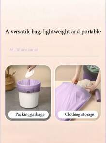 100PCS/50PCS 13加仑紫色抽绳垃圾袋重型塑料垃圾袋防漏抗撕裂防臭厨房浴室卧室客厅家用垃圾袋耐用垃圾处理袋