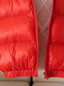 SHEIN Baby Girl Chic Solid Color Red Padded Coat,Winter Modest Toddler Puffer Jacket,Thermal Lined Versatile Date Fall Outwear,Chic Baby Winter Jacket - Red - View 4