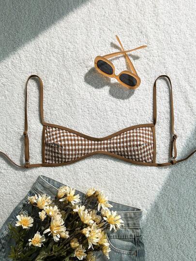 Sweetra Débardeur sans fil en jacquard tricoté, maillot de bain pour femmes pour l'été, les vacances et la plage