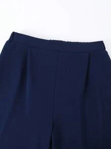 SHEIN Sparklyn 两件套少女套装，优雅通勤装，纯色条纹衬衫+阔腿裤套装，秋冬款 - 彩色 - 查看 7