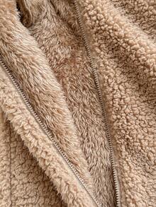 Newborn Baby Girls' Fluffy Solid Color Hooded Romper, Autumn/Winter Fall