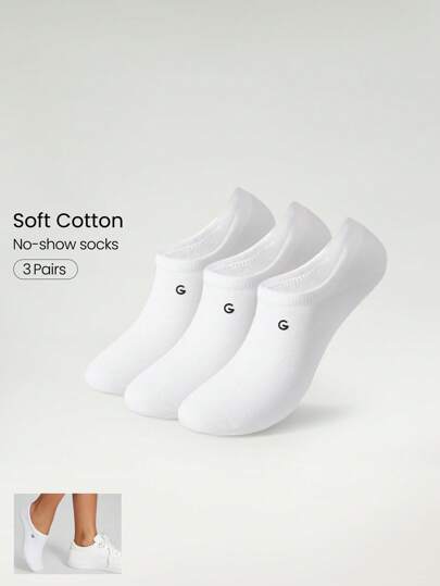 GLOWMODE GLOWMODE 3 Pares de Meias Invisíveis sem Cano para o Dia-dia, Malha Macia, Ideal para Treino Studio