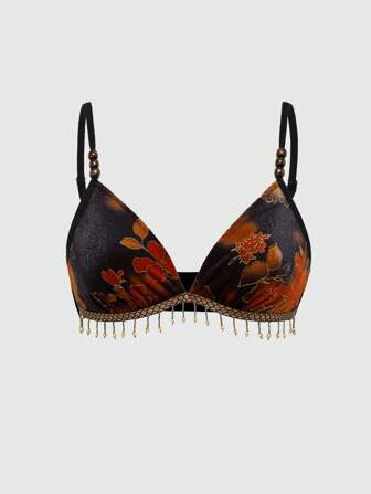 Hippie Parte superior sin mangas de mujer de terciopelo con estampado de paisley, con adorno de cuentas de madera y flecos, adecuada para usar con faldas o pantalones, ropa de vacaciones