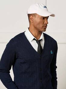 Manfinity CityGents Men's Casual Versatile Cartoon Embroidery Cardigan, Fall/Winter