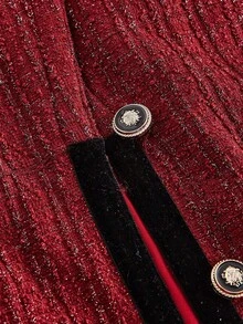 SHEIN MOD Red Loose Blazer Jacket And High Waisted Shorts Set, Back To School Outfit In Fall/Winter - Red - View 8