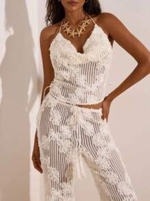 Opulessa Parte superior de cubrimiento sin espalda con estampado jacquard de unicolor para playa, vacaciones, lunares, Ibiza, brillante, traje de baño de una pieza para mujer, traje de baño de cintura alta, playa para mujer, vacaciones, verano, playa para mujer, concierto mujer BOHO, vacaciones tropicales para mujer, romántico, parte superior blanca de playa, parte superior blanca con lentejuelas, parte superior blanca