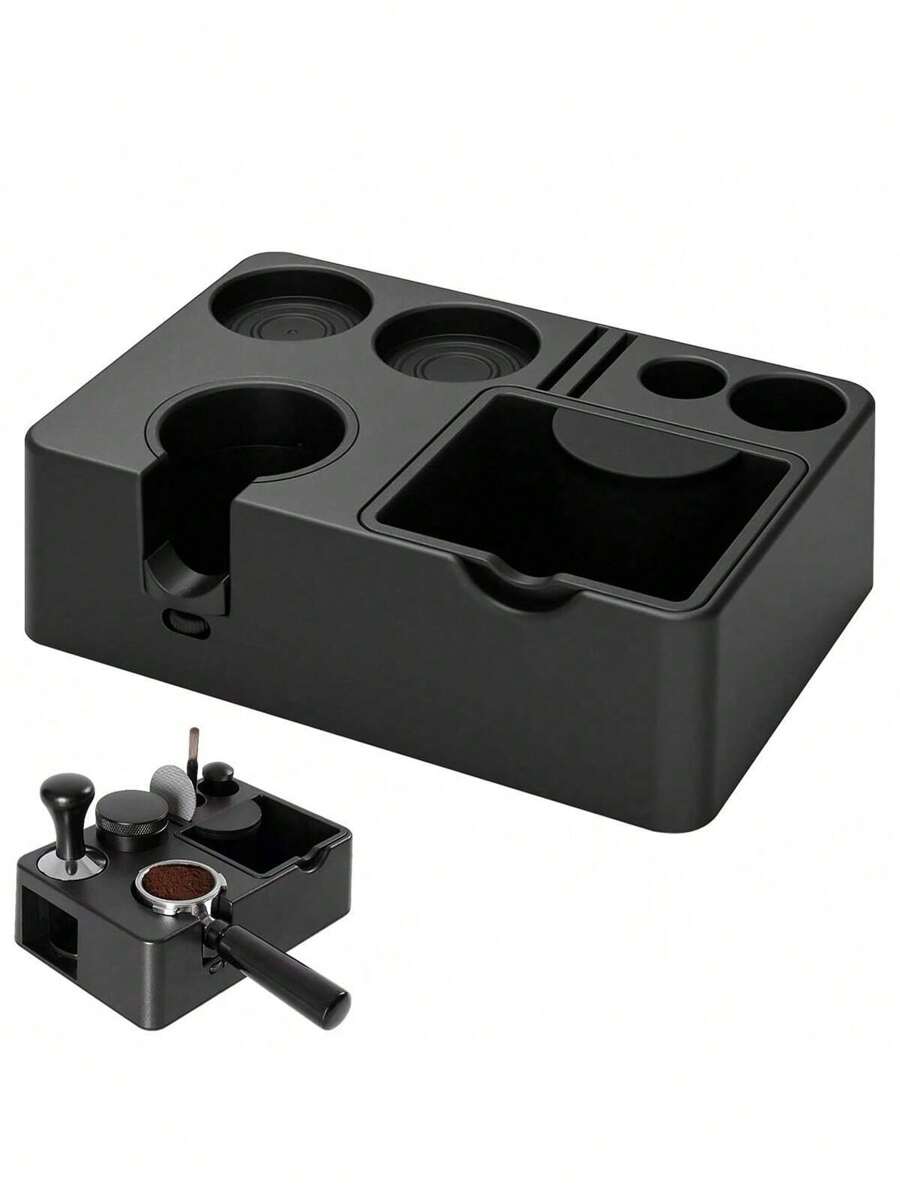 SHEIN 1 件浓缩咖啡压粉器，10 合 1 浓缩咖啡收纳盒，可拆卸浓缩咖啡敲击盒和压粉器，浓缩咖啡收纳盒，适合 51、54、58 毫米浓缩咖啡压粉器、咖啡手柄、分配器滤网浓缩咖啡配件 - 彩色 - 查看 1