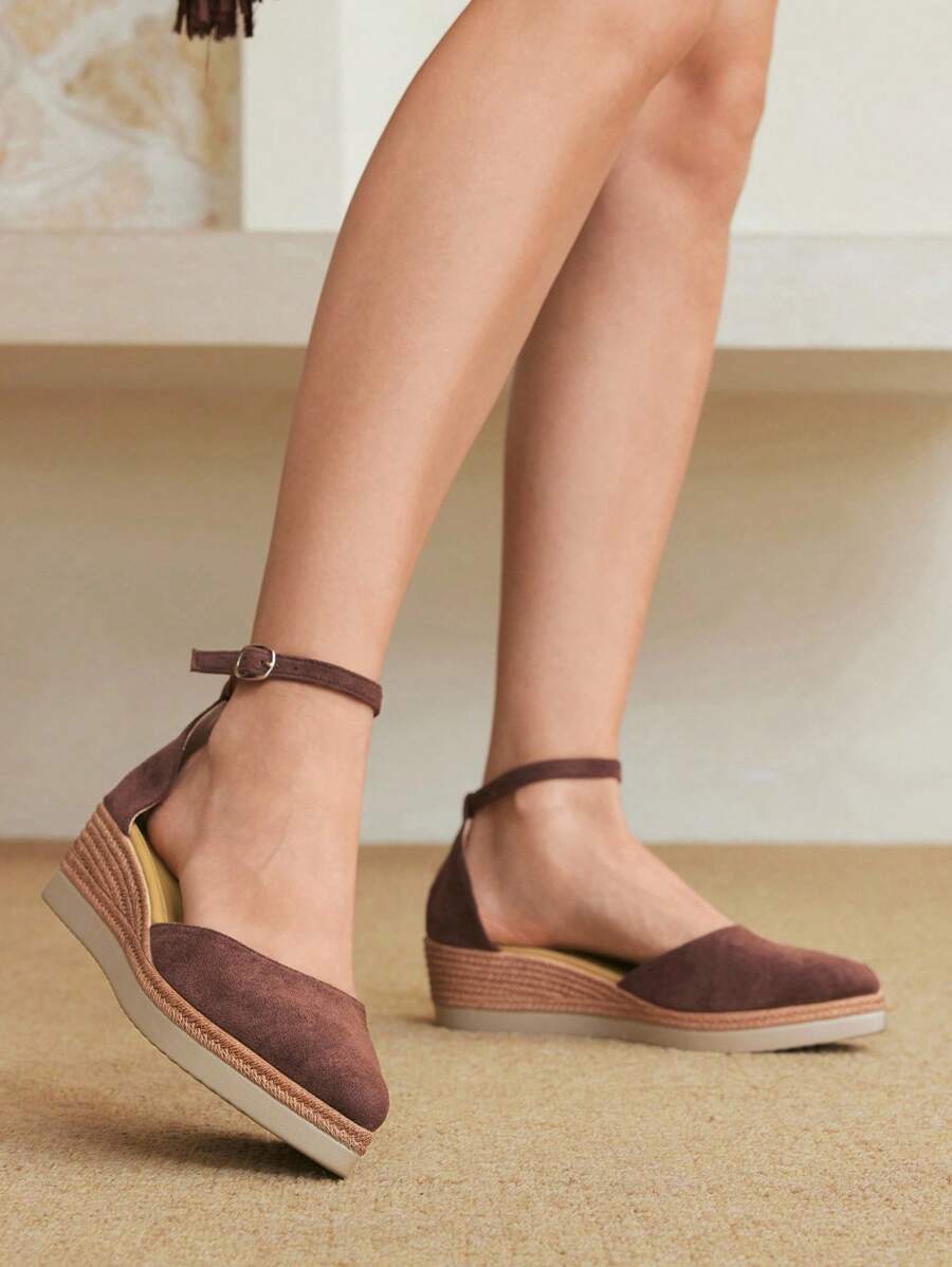 Styleloop Women's Woven Rope Platform Wedge Sandals, Vacation Style BOHO Chic Retro American Western Music Festival Party Outfit For Christmas Vacation Outfits Travel Essentials Summer Shoes - Coffee Brown - View 1