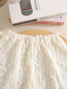 SHEIN 女婴休闲度假圆领提花针织无袖上衣和短裤套装 - 杏色 - 查看 5