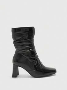 CUCCOO BIZCHIC Women's Pointed Toe Ruched Fashionable Ankle Boots And Ankle Boots - Black - View 2