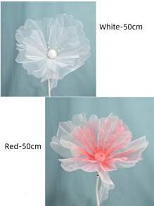 1 件 40/50 厘米大型仿真花橱窗展示 3D 大型人造花悬挂纱网镂空假花婚礼装饰 - 彩色 - 查看 12