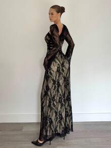 Siren Gaze Women Asymmetrical Mesh Black Bodycon Dress, Bare Shoulder, Pleated Waist, A-Line Hem, Holiday Dress, French Camisole Dress, Black Long Sleeve Dress Black Lace Dress See Through Dress Long Sleeve Midi Dress Elegant Evening Dress,Fall Dresses For Women Winter Party Evening Dress